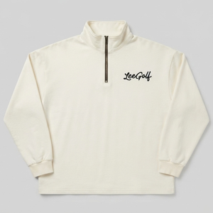 <b>Mens</b> White Quarter Zip Terry Sweatshirt <b>Turtleneck</b> Long Sleeves Breathable Minimal Casual Pullover Top Streetwear Fashion - Product Image 3
