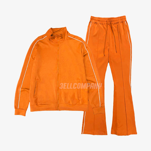 Custom Made Men Red Sweatsuit Set – Full Zip <b>Jacket</b> & Loose Fit Sweatpants Streetwear Tracksuit - Product Image 3