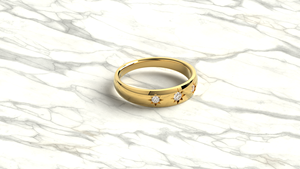 Luxury 18K Gold Starburst Round Diamond <b>Ring</b> Band <b>Dome</b> Wedding <b>Ring</b> Eternity <b>Ring</b> Statement <b>Ring</b> Fine Jewelry Gift for Women - Product Image 3