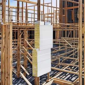 Panneau sandwich en laine de roche ignifuge pour mur intérieur de bâtiments industriels à structure en acier - Product Image 1