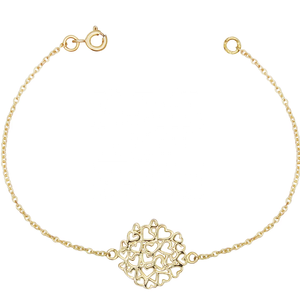 Pulsera de Cadena con Medallón de Corazones Calados en Plata de Ley 925 Bañada en Oro al por Mayor - Joyas Memoria - Product Image 5