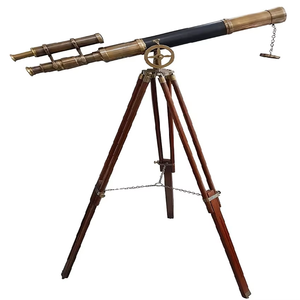 Latón antiguo Griffith Astro doble barril telescopio astronómico marrón soporte de trípode de pie de suelo náutico - Product Image 5