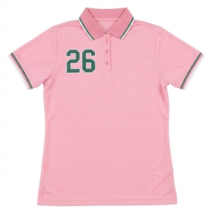Custom Women's Premium <b>Pink</b> <b>Polo</b> <b>Shirt</b> for Sorority with Front Greek Letter Embroidery Classic Short Sleeve Casual Unisex - Product Image 1
