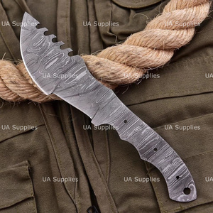 Cuchillo de Acero de Damasco Forjado a Mano de Alta Calidad, Hoja Lisa Pulida, Punta Caída, Kit para Fabricación de Cuchillos de Caza y Camping, OEM - Product Image 3