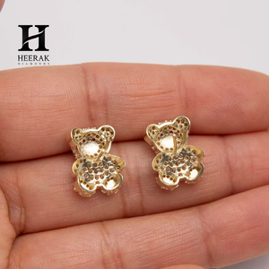 Pendientes de Lujo con Forma de Oso de Peluche, Oro de 14K, Diamantes VVS Cultivados en Laboratorio, Pendientes de Animales para Mujer, Joyería Brillante con Diamantes Certificados por IGI - Product Image 4