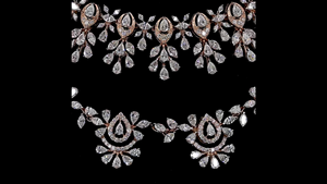 Conjunto de Collar de Diamantes en Capas con Acabado en Oro Rosa de Lujo |   Collar de Plata Elegante para Novia | Fabricante de Joyería Fina - Product Image 4