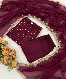 DUPATTA MODERNA DE RAYÓN CON DETALLES EN LÁMINA, PARA USO FESTIVO, PRECIO AL POR MAYOR, PRENDAS ÉTNICAS, COLOR VINO, Mezcla de Algodón Tejido Multicolor para Mujer - Product Image 2