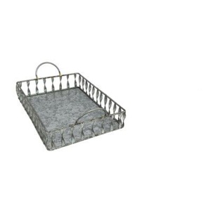 Farmhouse Galvanized Metal Serving Tray <b>Set</b> with Handles Decorative Iron Platter for Home Hotel and Restaurant Catering Use - Product Image 3