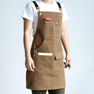 Tabliers de travail en coton marron pour hommes, multi-poches, sangle réglable, anti-poussière, pour ateliers de menuiserie, tablier de travail utilitaire, tablier de travail robuste - Product Image 1
