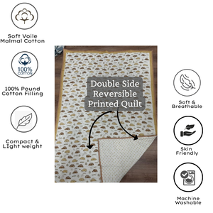 Premium Jaipur Hand Block Printed Cotton Baby Quilt <b>Set</b> Hypoallergenic Cotton Super Soft Machine Washable Eco-Friendly Travel - Product Image 3