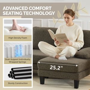 "Modern Feather-Filled Sectional <b>Sofa</b> 111.4 Inches Armless Living Room Use Removable <b>Cover</b>" - Product Image 6