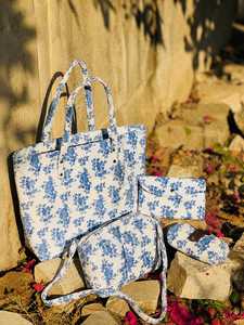 Sac fourre-tout en coton à imprimé floral personnalisé avec fermeture éclair, deux anses, grande capacité, pliable, sac seau vintage pour femme, voyage, usage quotidien - Product Image 1