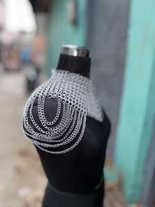 Armure en maille d'acier inoxydable plaqué argent, forme irrégulière, soudée, artisanat métallique de mode pour vêtements - Product Image 5