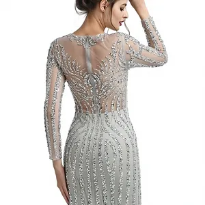 Elegante Vestido de Noche Moderno Largo hasta el Suelo con Encaje, Cuentas, Lentejuelas Bordadas, Escote Corazón Drapeado, Silueta Sirena/Trompeta 100% - Product Image 3