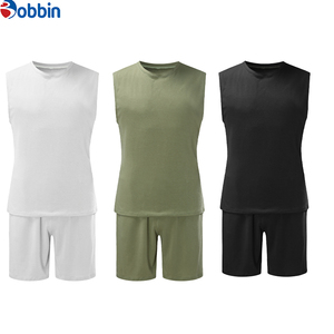BOBBIN INDUSTRIES Best Manufacturer Hot Custom Men's Summer Casual Sleeveless Fitness <b>Sets</b> Solid Plus Size Men's Tank Tops <b>Sets</b> - Product Image 1