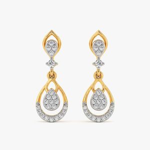 Pendientes de Oro Amarillo con Doble Lágrima de Diamantes Cultivados en Laboratorio - Product Image 1