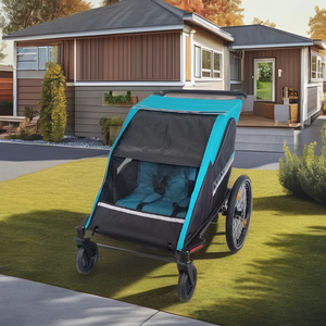 Remorque de vélo pour poussette double 3-en-1 avec cadre en aluminium et tissu résistant à l'eau, capacité de charge de 35 kg pour les aventures en plein air - Product Image 4