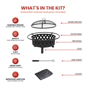 Brasero Portátil de Acero para Exteriores, para Jardín, Patio, Barbacoa, Camping, Calentador de Carbón FP001 - Product Image 3