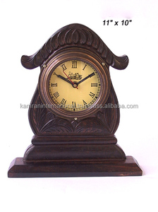 Reloj de mesa tallado en madera, reloj decorativo de cubierta de madera - Product Image 6