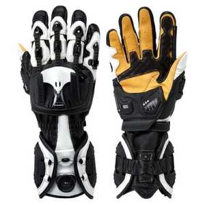 Gants en cuir à doigts entiers, noir et blanc, fermeture à boucle, pour cyclisme, hommes, été, imperméables - Product Image 1