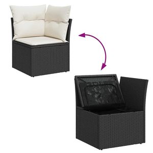 Conjunto de Sofá de Jardín con Reposabrazos Ajustables Grandes en Ratán Sintético Negro - Product Image 6