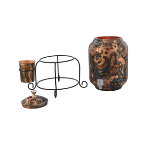 Handcrafted Copper Water <b>Dispenser</b> With Spigot Vintage Floral Design For Home Use Metal <b>Drink</b> Container Set - Product Image 1