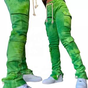 Professional Men's Custom Top Quality Casual Outdoor <b>Flared</b> Jogger Track Pants Splatter Men's Stacked Sweatpants for Men - Product Image 1