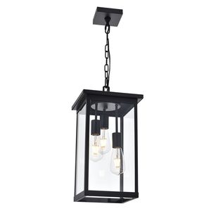 Lampada da Soffitto Nera Antiruggine Impermeabile per Esterni, Lanterna Sospesa per Portico, Stile Rustico per Esterni - Product Image 2