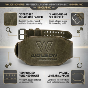 Ceinture de musculation en cuir véritable premium pour entraînement en salle, powerlifting, soutien musculaire, entraînement unisexe. - Product Image 6
