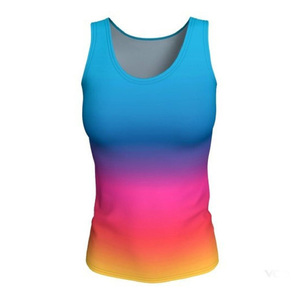 เสื้อกล้ามออกกำลังกายผู้ชายแบบไล่เฉดสีรุ้งสำหรับขายส่ง รับผลิตแบบ OEM สำหรับธุรกิจ B2B - Product Image 6