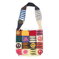 Tas selempang Hippie perca buatan tangan tas Messenger bahu etnik Boho tas selempang katun Hippie dari India