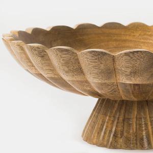 Corbeille à fruits surélevée en bois architectural, avec pied ondulé sculptural, en bois dur naturel, centre de table - Product Image 4