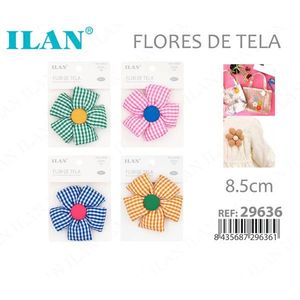 Fiori in Tessuto ILAN 8,5cm con Motivo a Quadretti, Accessorio Decorativo per Artigianato - Product Image 1