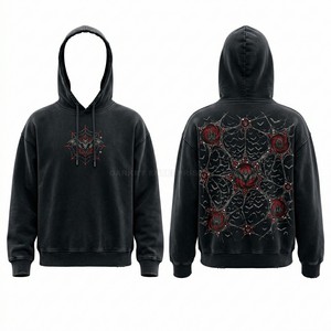 Custom Purple Acid Wash Hoodie Men Vampire Compass Graphic Print Heavyweight Oversized Streetwear Pullover Manufacturer - Product Image 3