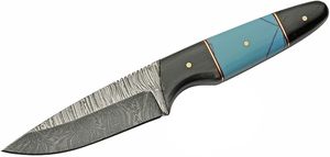 Cuchillo de Caza de Acero de Damasco Hecho a Mano con Mango de Resina Epoxi de 8 Pulgadas, OEM/ODM, Garantía de 3 Años - Product Image 3