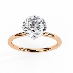 Anillos de oro clásicos para compromiso, boda y aniversario con diamantes de corte redondo, oro macizo de 14K, corte brillante redondo, joyería fina. - Product Image 4