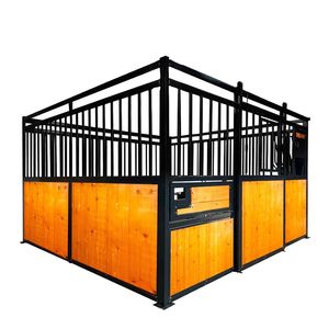 Box per Cavalli Portatile da 3,6 m con Pannello in Legno di Pino, Porta Scorrevole, Finestra e Barra Verticale Superiore per Mangiatoia, Fondo in Legno TM - Product Image 5