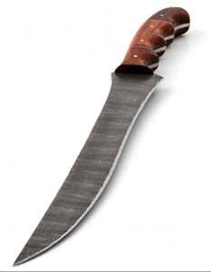 Couteau à fileter artisanal en acier Damas avec manche en bois, outil de découpe culinaire de précision longue portée - Product Image 4