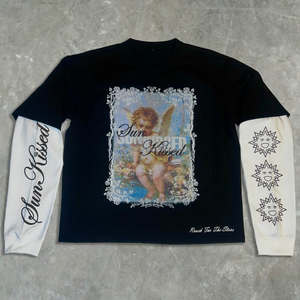 Camiseta de algodón lavada con ácido de doble capa para hombre con logotipo personalizado, transpirable, Vintage, de peso pesado, estilo callejero, antiarrugas, de gran tamaño - Product Image 1