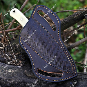 Cuchillo EDC de Hoja Fija de Acero de Damasco Hecho a Mano con Punta Caída para Caza y Camping al Aire Libre, Mango Ergonómico de Hueso de Camello, Grado Industrial - Product Image 4