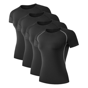 Camiseta Deportiva de Mujer, Negra, Cuello Redondo, Manga Corta, Corte Raglán, Tejido de Punto, Secado Rápido, Transpirable, Largo Regular - Product Image 5