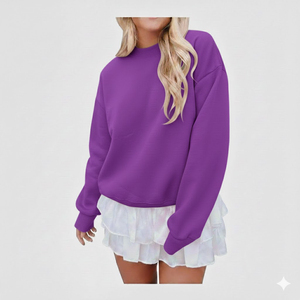 Sweat-shirt oversize à col montant pour femme, personnalisable, en molleton de coton doux et épais, vierge - Product Image 1