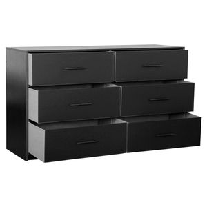 Black <b>6</b>-<b>Drawer</b> Dresser with Large Fabric <b>Drawers</b> - Product Image 6
