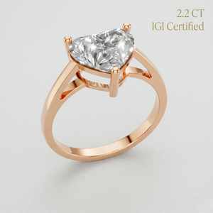 Anillo de Compromiso con Diamante Cultivado en Laboratorio, Corte Corazón, 2.2 CT, Certificado IGI, Oro Sólido de 9k, Anillo de Promesa para Mujer, Regalo de Fiesta, Moderno - Product Image 1