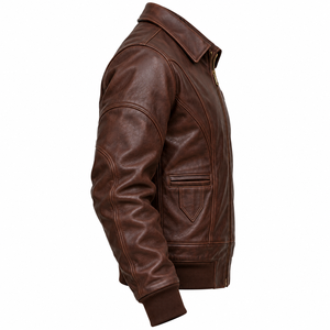 Customized <b>Mens</b> Vintage Brown Cowhide <b>Leather</b> Flight Jacket Heavyweight Distressed Aviator <b>Bomber</b> Coat Premium Winter Outerwear - Product Image 3