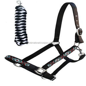 Most Demanding Double Ply Nylon Webbing Beaded Horse <b>Halter</b> with matching Lead Ropes and Nickel Hardware - Product Image 2