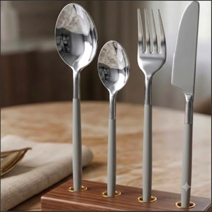 Ensemble de couverts en acier inoxydable argenté, durable, poli miroir, pour mariage, restaurant, location de couverts de table - Product Image 6