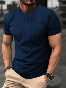 Camiseta Blanca de Cuello Redondo para Hombre, Corte Regular, Informal, Transpirable, de Algodón Tejido de 320g - Product Image 3