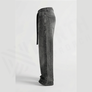 Jean en denim coupe droite délavé foncé pour homme, taille haute, coupe classique, en coton, style décontracté, pantalon d'automne - Product Image 3