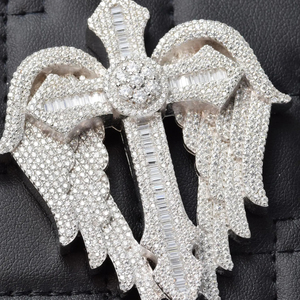 Colgante de Cruz con Alas de Ángel con Incrustaciones de Diamantes de Moissanita, Chapado en Rodio, Amuleto Religioso, Joyería de Moda Unisex, Regalo - Product Image 4